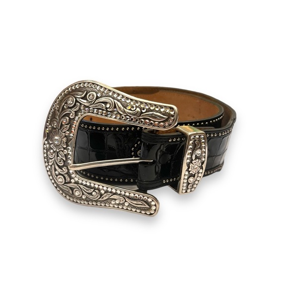 Brighton Accessories - Brighton Western/Punk Croc Embossed Leather Belt